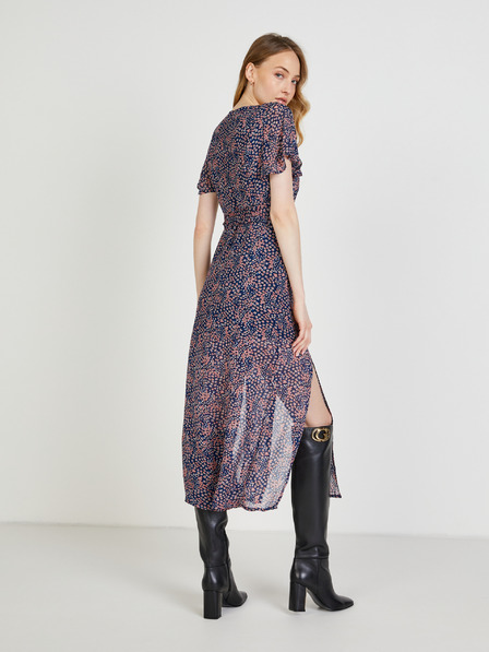 Pepe Jeans Pepe Jeans Marilyn tamnoplava ženska midi haljina s uzorkom i prorezom