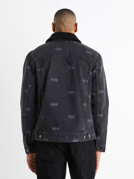 Celio Crna muška traper jakna sa umjetnim krznom Celio Batman