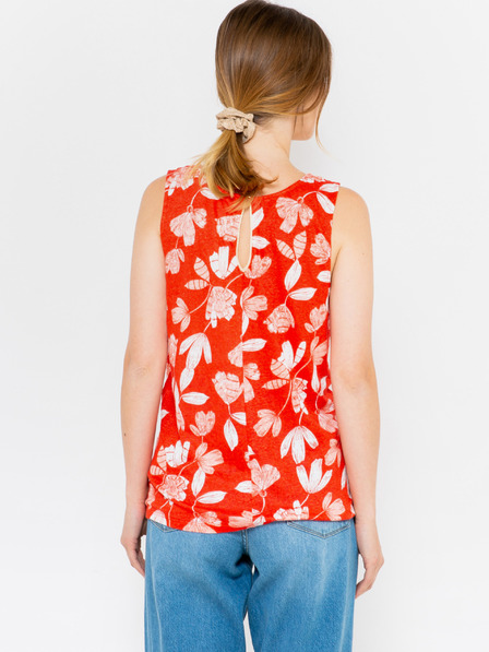 CAMAIEU Narančasta lanena cvjetna bluza CAMAIEU