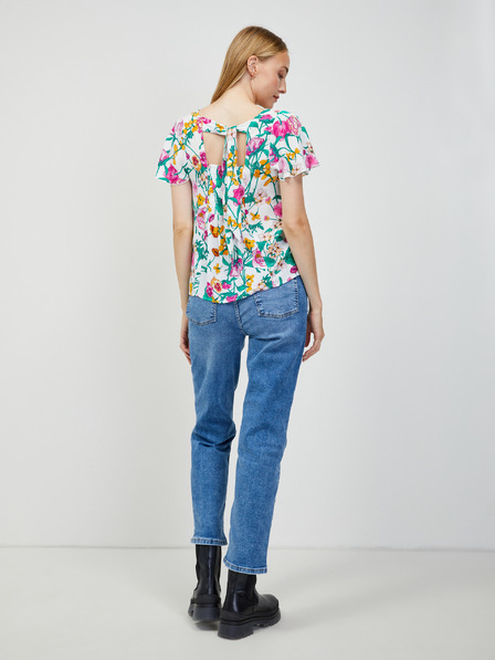 Orsay Zeleno-bijela bluza cvjetnog uzorka s vezanjem na leđima ORSAY