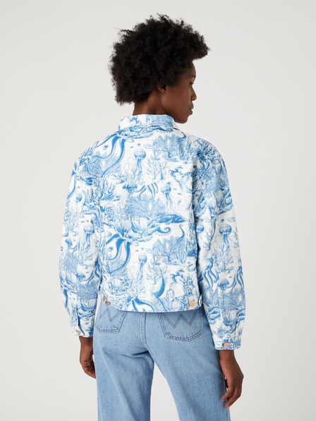 Wrangler Bijelo-plava ženska traper jakna Wrangler s uzorkom