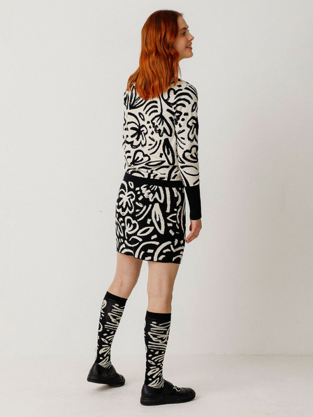 SKFK Crno-krem ženski cvjetni pulover SKFK Dunixe džemper