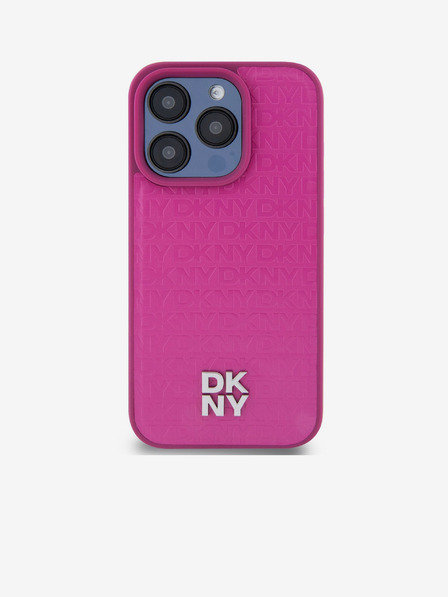 DKNY PU kožna ponovljena šara s logotipom Magsafe stražnja maska za iPhone 15 Pro Max ružičasta DKNY