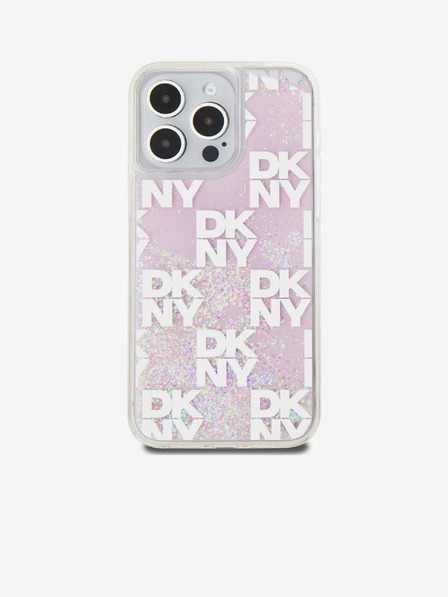 DKNY Stražnja maska s tekućim svjetlucavim kariranim uzorkom za iPhone 15 Pro Max ružičasta DKNY
