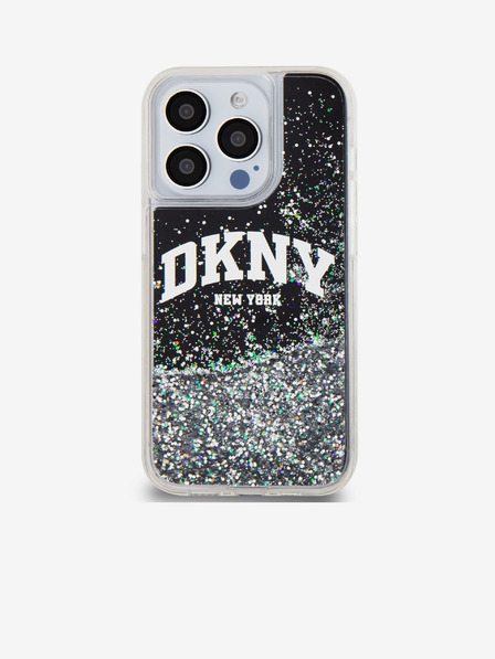 DKNY Stražnja maska s logotipom Liquid Glitter Arch za iPhone 15 Pro crna DKNY