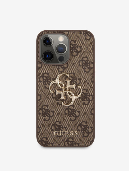 Guess Stražnja maska Guess PU 4G s metalnim logotipom za iPhone 13 Pro Max smeđa
