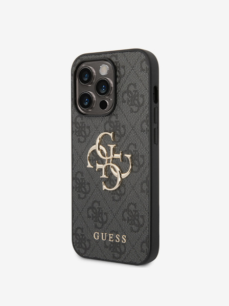 Guess Stražnja maska Guess PU 4G s metalnim logotipom za iPhone 15 Pro siva