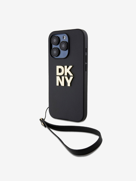DKNY PU kožna stražnja maska s logotipom narukvice za iPhone 14 Pro Max crna DKNY