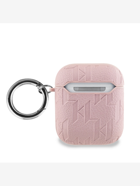Karl Lagerfeld Karl Lagerfeld PU reljefna futrola Karl and Choupette Heads za AirPods 1/2 ružičasta