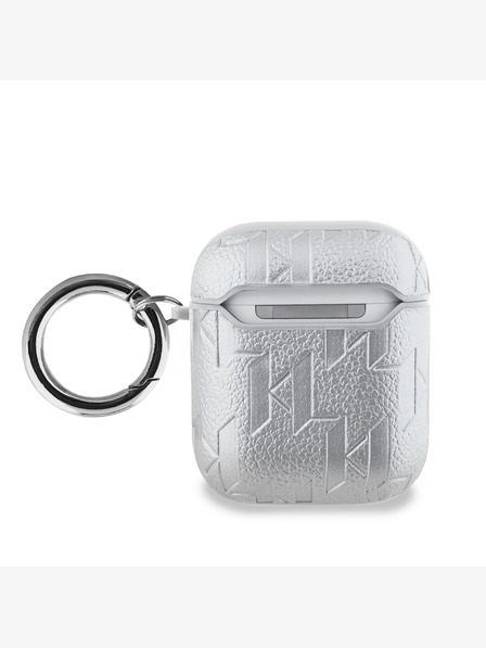 Karl Lagerfeld PU futrola s reljefnim glavama Karla i Choupette za AirPods 1/2 Srebrna Karl Lagerfeld