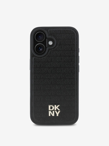 DKNY DKNY PU kožna ponovljena šara logotipa MagSafe stražnja maska za iPhone 16 crna
