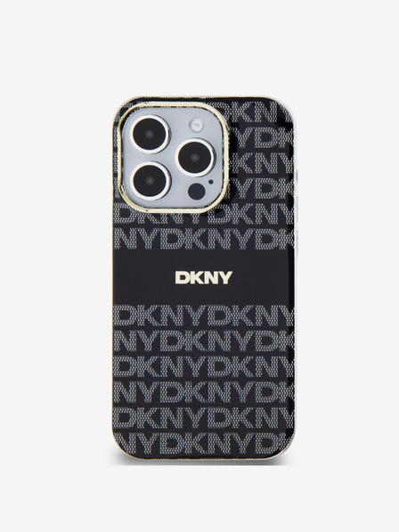 DKNY PC/TPU ponavljajući uzorak Tonal Stripe Magsafe stražnja maska za iPhone 13 Pro Max crna DKNY