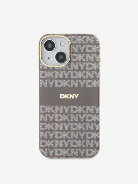 DKNY PC/TPU ponovljeni uzorak Tonal Stripe Magsafe stražnja maska za iPhone 15 bež DKNY
