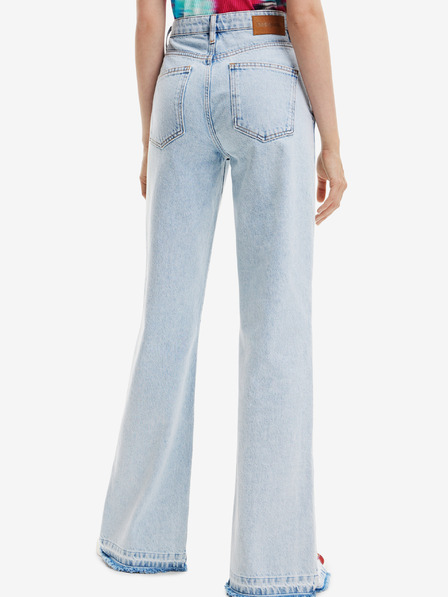 Desigual Desigual Flores svijetloplave ženske široke traperice