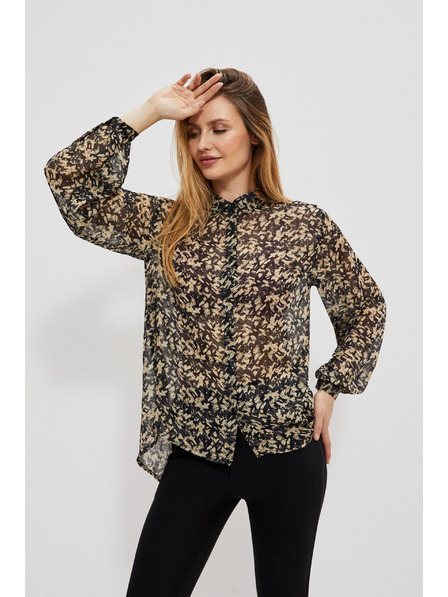 Moodo Bež-crna ženska Moodo košulja s uzorkom
