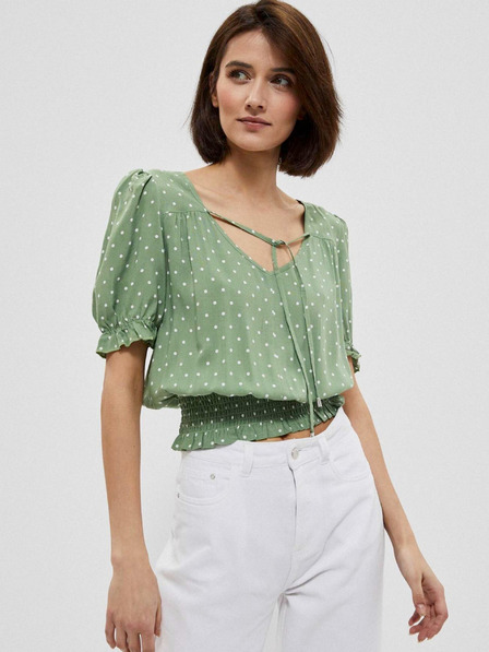 Moodo Moodo ženska zelena točkasta bluza