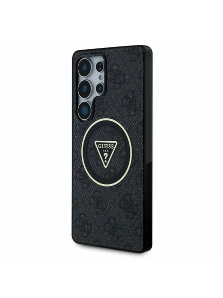 Guess IML 4G Glitter and Triangle Logo MagSafe Zadní Kryt pro Samsung Galaxy S25 Ultra Black Etui za telefon