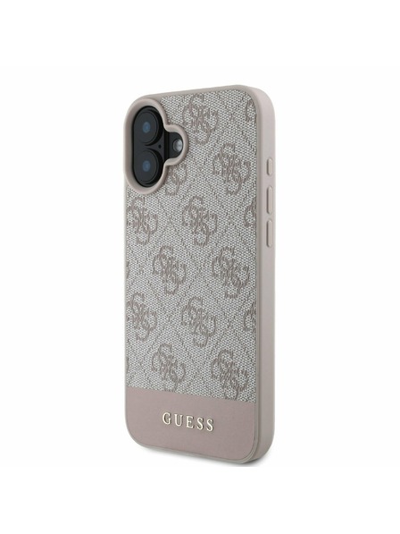 Guess PU 4G Stripe Zadní Kryt pro iPhone 16 Pink Etui za telefon