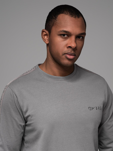 Ombre Clothing Muška pamučna majica s dugim rukavima, rubovima i printom na prsima Ombre Clothing