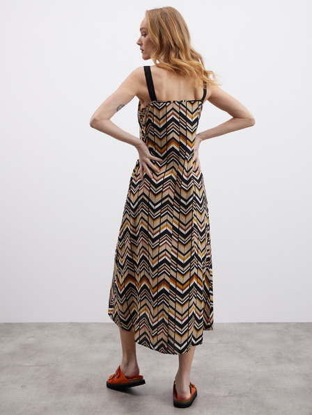 ZOOT.lab Crno-smeđa ženska midi haljina s uzorkom ZOOT.lab Nichel