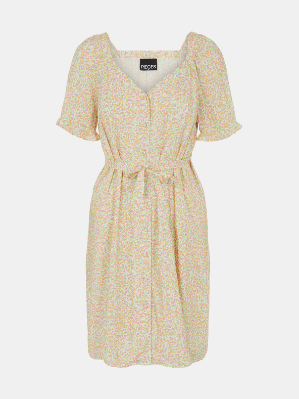 Pieces Pieces Timberly kremasta cvjetna haljina na vezanje