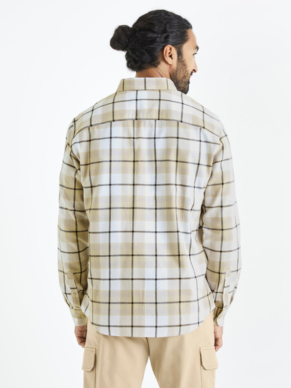 Celio Bijelo-bež muška karirana Celio košulja