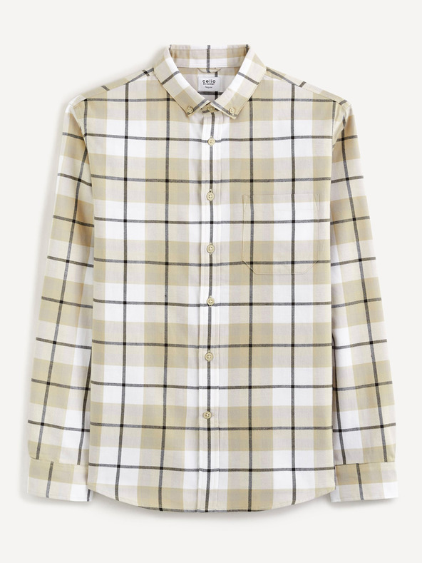 Celio Bijelo-bež muška karirana Celio košulja