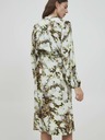 ICHI Smeđe-bijela cvjetna haljina s ICHI vezama