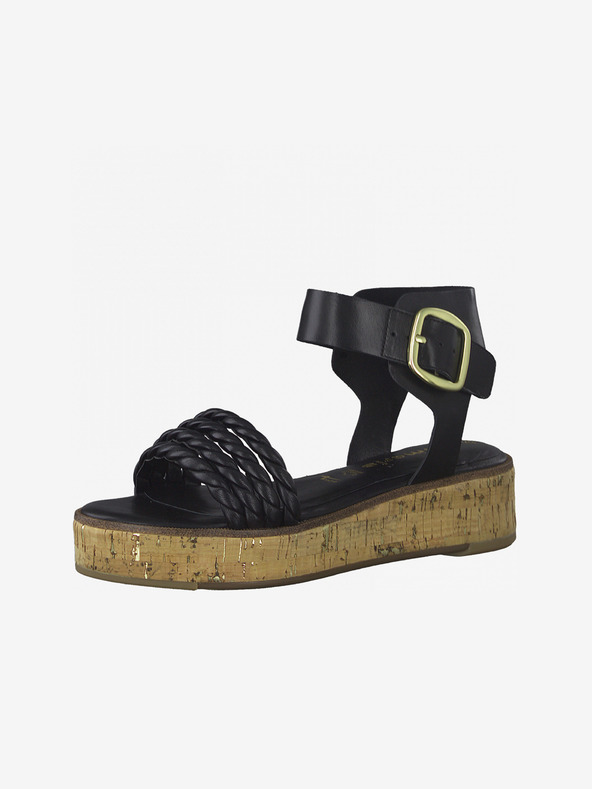 Tamaris Tamaris crne kožne sandale