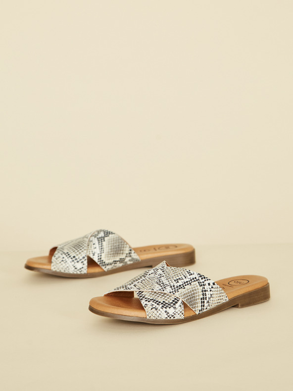 Ojju Sive kožne papuče sa zmijskim uzorkom OJJU