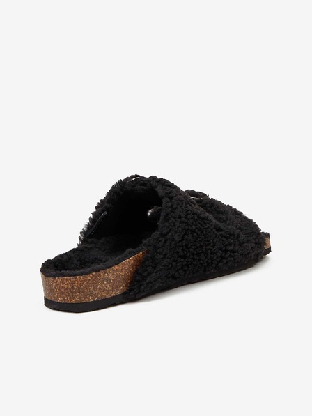 Replay Crne ženske papuče s umjetnim krznom Replay