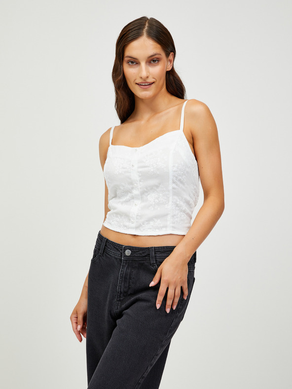 CAMAIEU Skraćena majica s bijelim uzorkom CAMAIEU