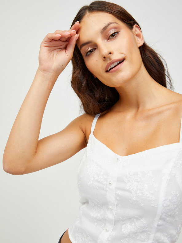 CAMAIEU Skraćena majica s bijelim uzorkom CAMAIEU