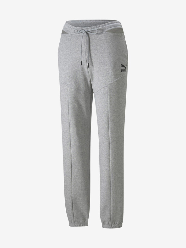 Puma Puma svijetlosive ženske trenirke s prorezima od vrijeska