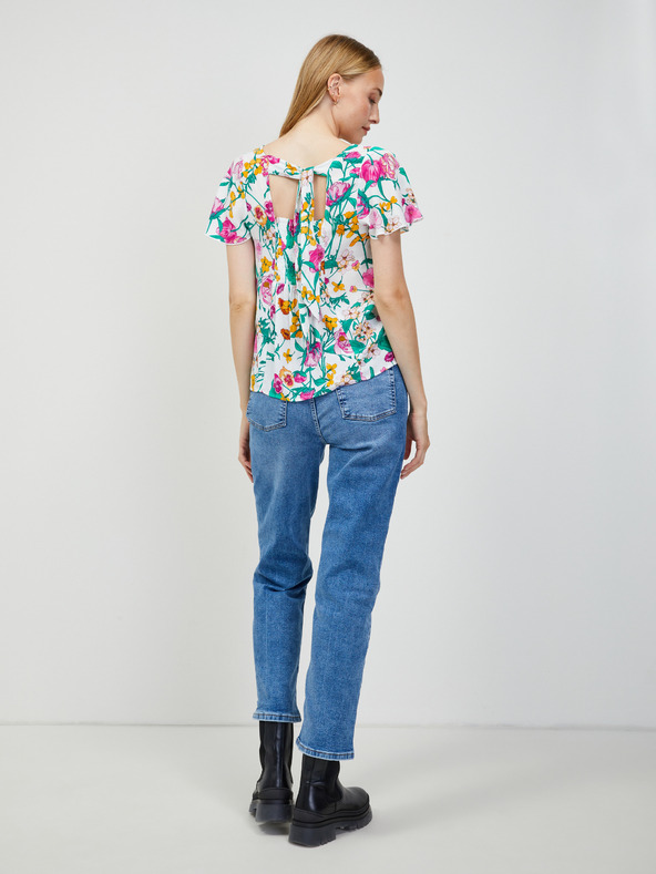 Orsay Zeleno-bijela bluza cvjetnog uzorka s vezanjem na leđima ORSAY