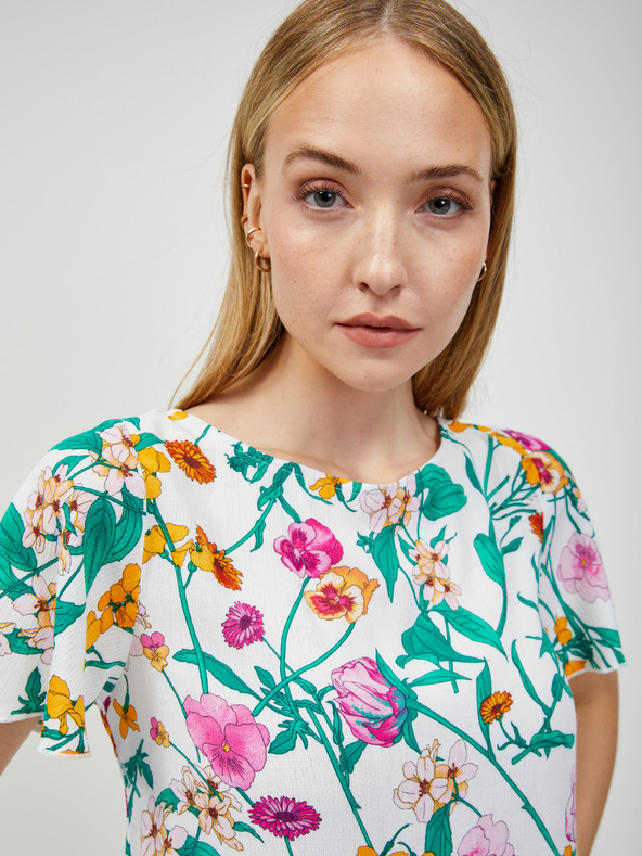Orsay Zeleno-bijela bluza cvjetnog uzorka s vezanjem na leđima ORSAY
