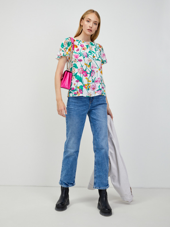 Orsay Zeleno-bijela bluza cvjetnog uzorka s vezanjem na leđima ORSAY