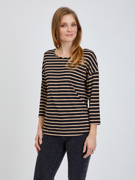 Orsay Crno prugasta majica s tročetvrt rukavima ORSAY