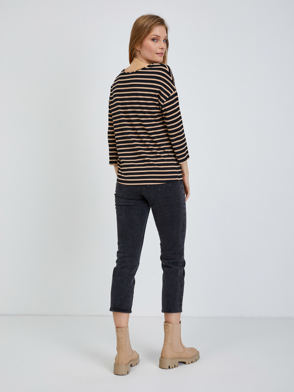 Orsay Crno prugasta majica s tročetvrt rukavima ORSAY