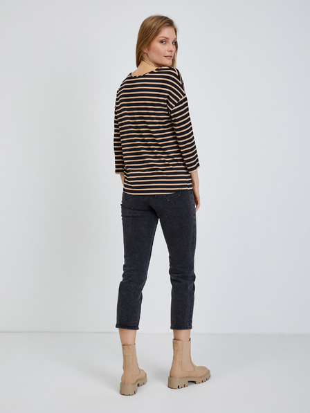 Orsay Crno prugasta majica s tročetvrt rukavima ORSAY