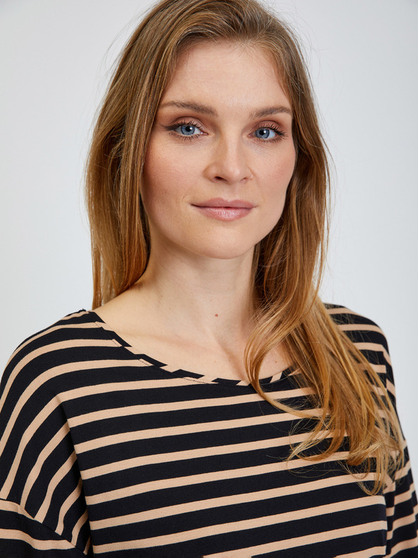 Orsay Crno prugasta majica s tročetvrt rukavima ORSAY