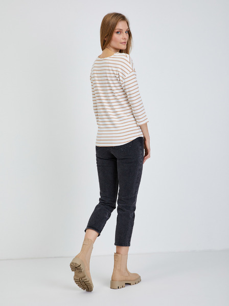 Orsay Bež prugasta majica s rukavima tričetvrt dužine ORSAY