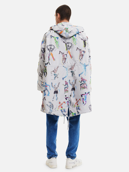 Desigual Svijetlo siva muška parka s uzorkom s odvojivim umetkom Desigual Fele