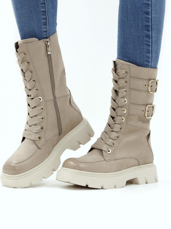 Caprice Bež ženske izolirane kožne čizme Caprice