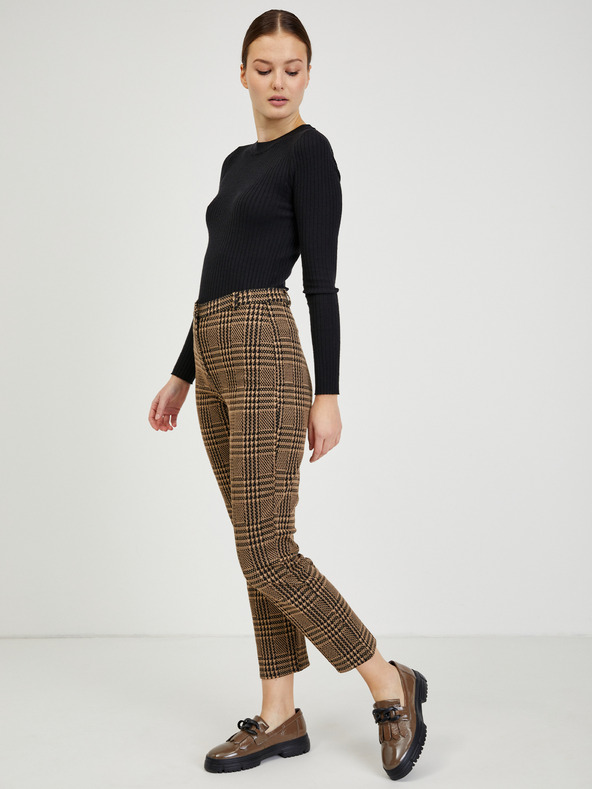 Orsay Smeđe ženske skraćene karirane hlače ORSAY