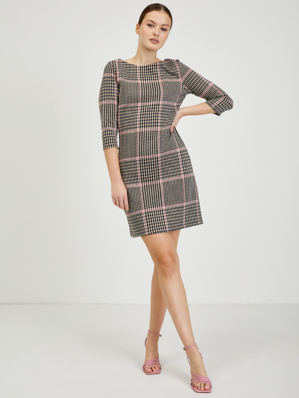 Orsay Rozo crna kockasta ženska haljina ORSAY