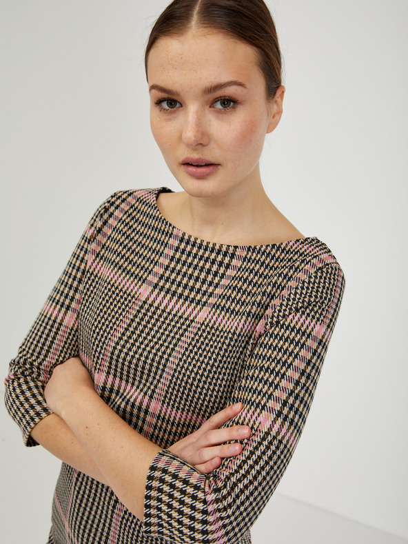 Orsay Rozo crna kockasta ženska haljina ORSAY