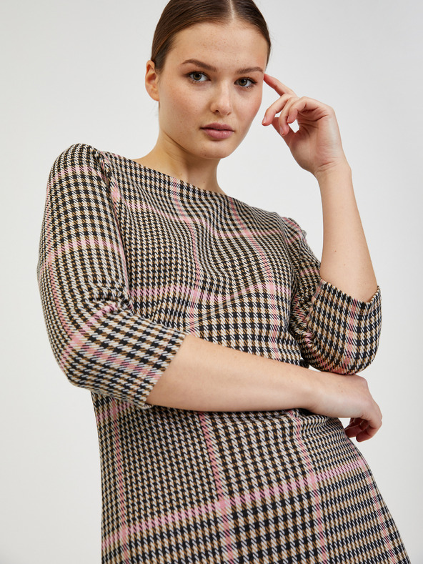 Orsay Rozo crna kockasta ženska haljina ORSAY