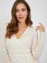 Orsay Krem ženska rupičasta pletena haljina na vezanje ORSAY