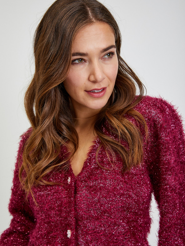 Orsay Ženska vesta boje vina s metalik vlaknima ORSAY